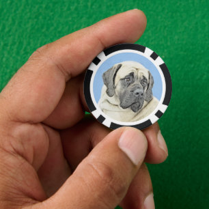 Lot De Jeton De Poker Peinture Mastiff (Fawn) anglaise - Art Chien origi