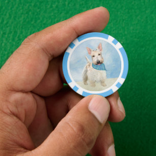 Lot De Jeton De Poker Peinture originale de chien Wheaten Terrier Écossa