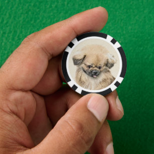 Lot De Jeton De Poker Peinture Pekingese - Cute Original Chien Art