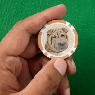 Lot De Jeton De Poker Peinture Shar Pei - Cute Original Chien Art