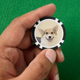 Lot De Jeton De Poker Pembroke Welsh Corgi Peinture - Art Chien original