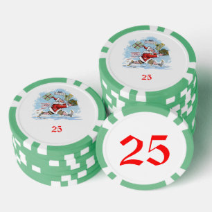 Lot De Jeton De Poker Père Noël Écran de poker vert non préparé 25 rayé