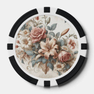 Lot De Jeton De Poker Perfection florale ancienne légère