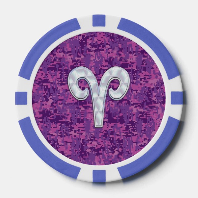Lot De Jeton De Poker Perle comme Aries Symbole Zodiaque Camouflage numé (Recto)