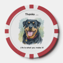 Lot De Jeton De Poker Personalize Watercolor Pet Rottweiler Portrait