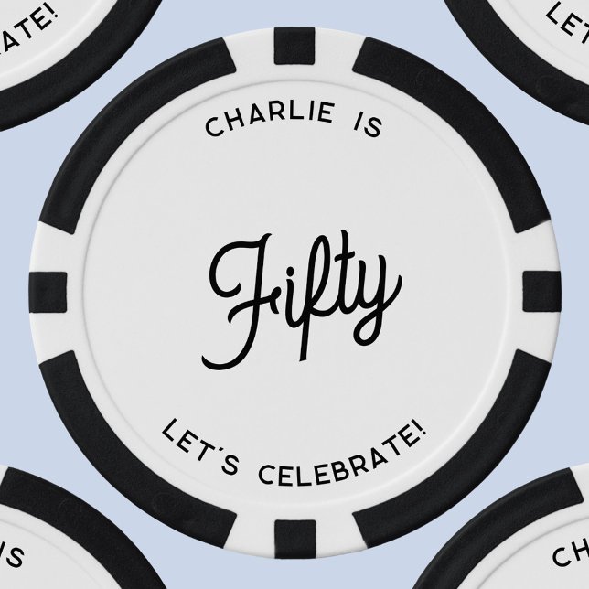 Lot De Jeton De Poker Personnalisé 50 Cinquante Cinquantième Anniversair (Personalized custom text fifty 50th birthday poker chips)