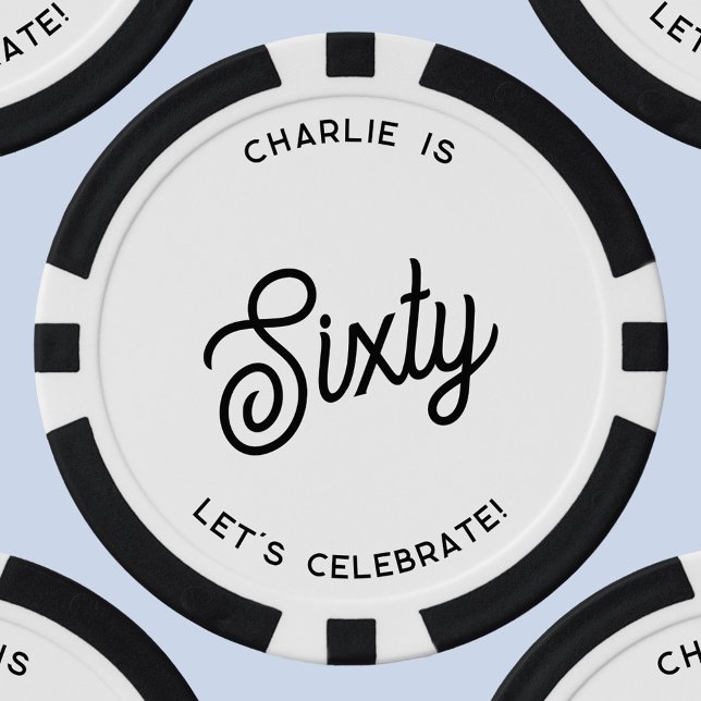 Lot De Jeton De Poker Personnalisé 60 Soixante-seizième anniversaire (Personalized custom text sixty 60th birthday poker chips)