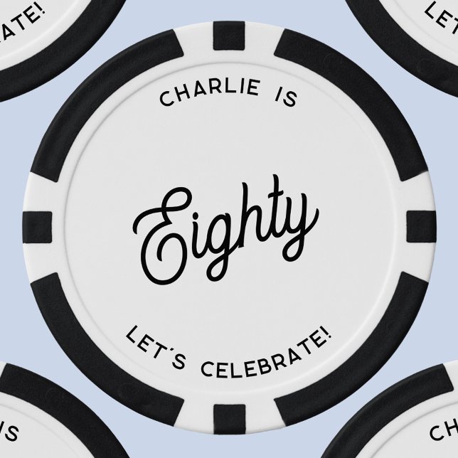 Lot De Jeton De Poker Personnalisé 80 Quatre-vingt-dix-huitième annivers (Personalized custom text eighty 80th birthday poker chips)