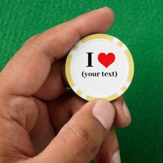 Lot De Jeton De Poker PERSONNALISÉ! I Heart Poker Chips - Jaune