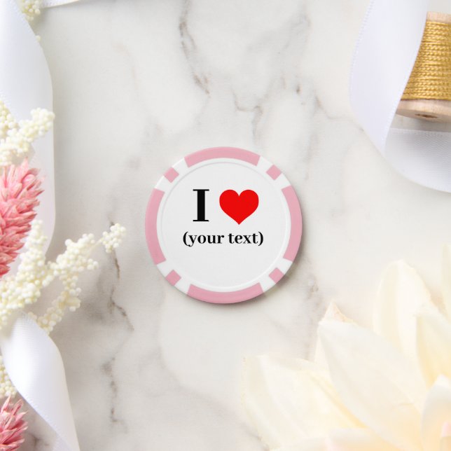 Lot De Jeton De Poker PERSONNALISÉ! I Heart Poker Chips - Rose (Mariage)