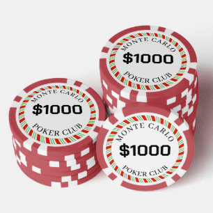 Lot De Jeton De Poker Personnalisé Monte Carlo Smooth 1000 $ 14 Gram