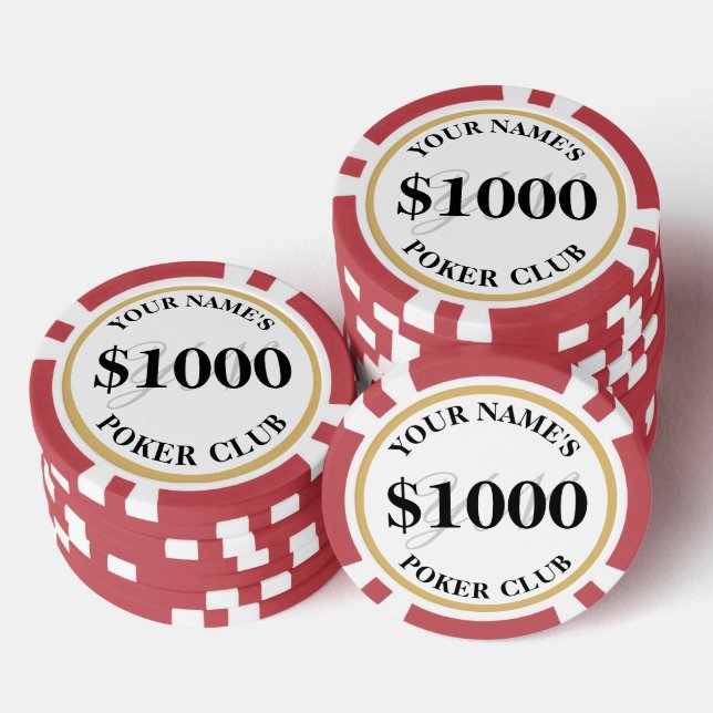 Lot De Jeton De Poker Personnalisé Style Casino Personnalisé 1000 $ Roug (Empiler)