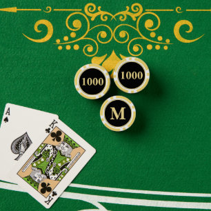 Lot De Jeton De Poker Personnalisé Tournoi de jeu Black Gold Monogram 10