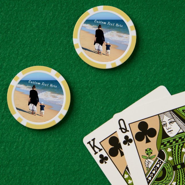 Lot De Jeton De Poker Personnalisez vos puces de poker photo avec du tex (Table de poker (double))