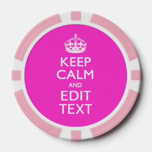 Lot De Jeton De Poker Personnalized Keep Calm And Your Text Pink Decor