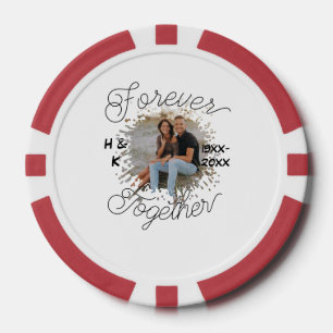 LOT DE JETON DE POKER PHOTO ANNIVERSAIRE DE COUPLE POUR TOUJOURS ANNÉE