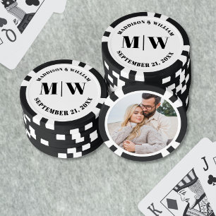 Lot De Jeton De Poker Photo Noir Blanc Cadeau de Mariage