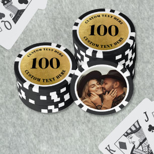 Lot De Jeton De Poker Photo Or 100 Numéroté