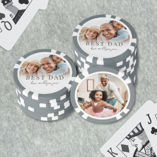 Lot De Jeton De Poker Photo personnalisé de Meilleur Papa