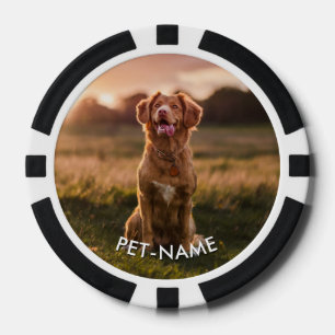 Lot De Jeton De Poker Photo personnalisée 2 avec votre chien 2 Nom sur l