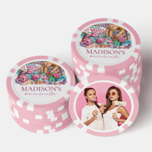 Lot De Jeton De Poker Photo personnalisée aquarelle Las Vegas Bacheloret