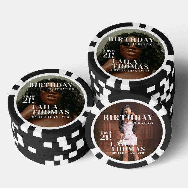 Lot De Jeton De Poker Photo personnalisée Couverture du magazine de fête (Empiler)