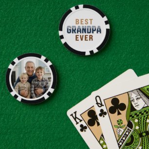 Lot De Jeton De Poker Photo personnalisée du meilleur grand-père qui soi