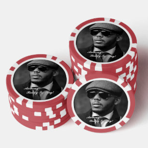 Lot De Jeton De Poker Photo personnalisée en noir et blanc moderne perso
