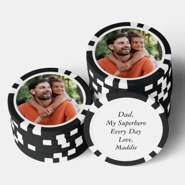 Lot De Jeton De Poker Photo personnalisée et message "Fête des pères" (Empiler)