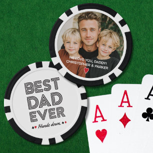 Lot De Jeton De Poker Photo personnalisée Meilleur papa jamais