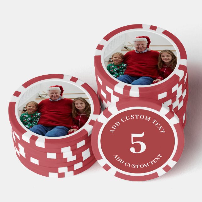 Lot De Jeton De Poker Photo personnalisée Rouge Numéro 5 Jeu (Empiler)