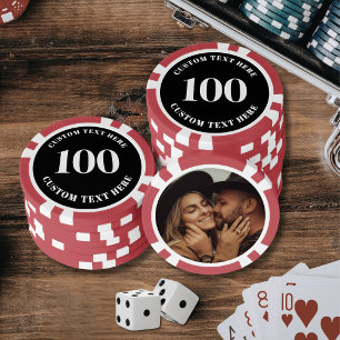 Lot De Jeton De Poker Photo Rouge 100 Numéroté