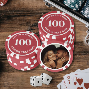 Lot De Jeton De Poker Photo Rouge 100 Numéroté