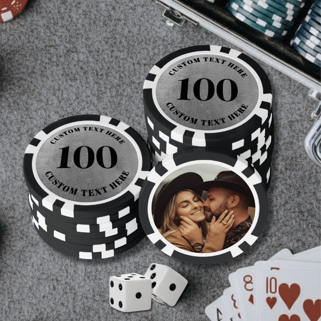 Lot De Jeton De Poker Photo Silver 100 Numbered (Photo Silver 100 Numbered Poker Chips)