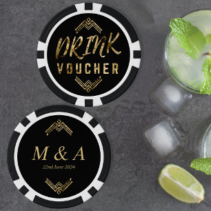 Lot De Jeton De Poker Pièce Art Déco Black Gold Drink