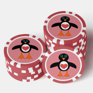 Lot De Jeton De Poker Pingouin Coeur mignon
