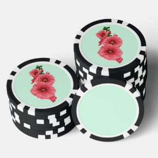 Lot De Jeton De Poker Pixelated Pink Hollyhock Flower