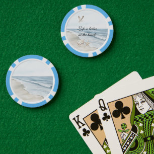 Lot De Jeton De Poker Plage bleue étoile de mer océan oiseaux de mer