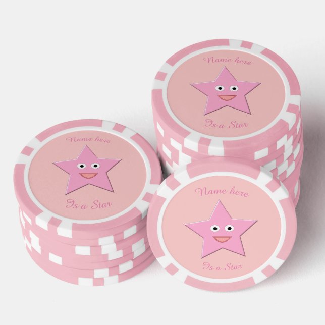 Lot De Jeton De Poker Plutôt rose Star Personnalisé (Empiler)