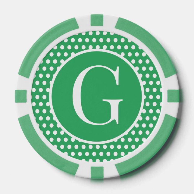 Lot De Jeton De Poker Point Polka de la lettre initiale personnalisée (Recto)
