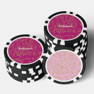 Lot De Jeton De Poker Points Confetti Glitzy Rose Or Étincelle