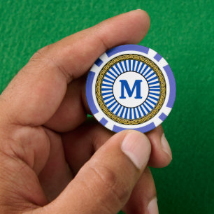 Lot De Jeton De Poker Poker Chip - Bleu - Personnalisé - Ajouter Initial