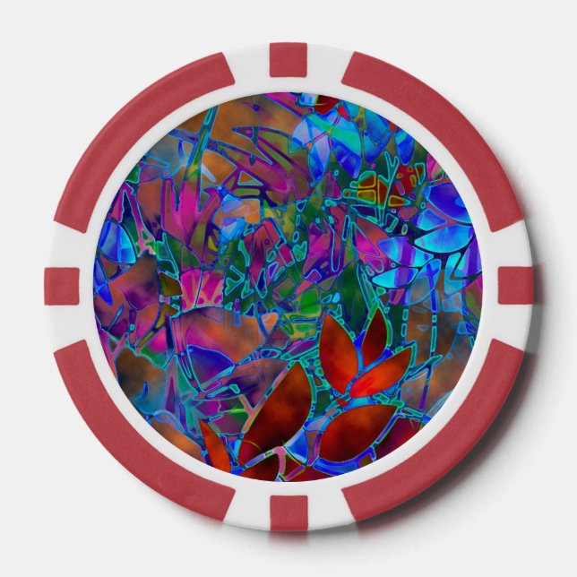 Lot De Jeton De Poker Poker Chip Floral Verre Abstrait (Recto)