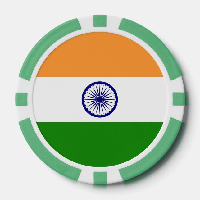 Lot De Jeton De Poker Poker chips avec Drapeau de l'Inde (Recto)