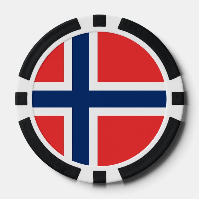 Lot De Jeton De Poker Poker chips avec Drapeau de Norvège (Recto)