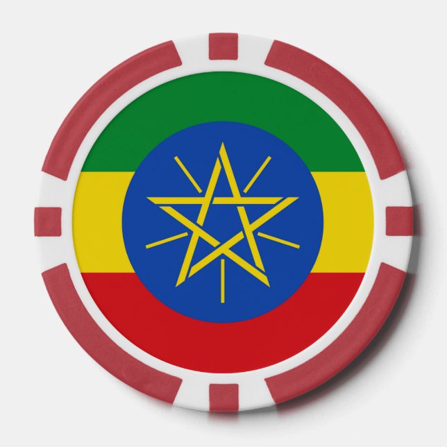 Lot De Jeton De Poker Poker chips avec Drapeau d'Ethiopie (Recto)