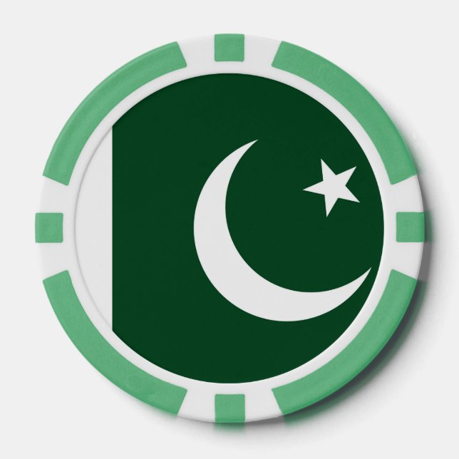 Lot De Jeton De Poker Poker chips avec Drapeau du Pakistan (Recto)