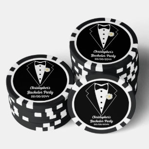 Lot De Jeton De Poker Poker Party de Bachelor Smoking Rose Blanche 