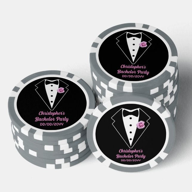 Lot De Jeton De Poker Poker Party Tuxedo Noir Rose Lavande  (Empiler)