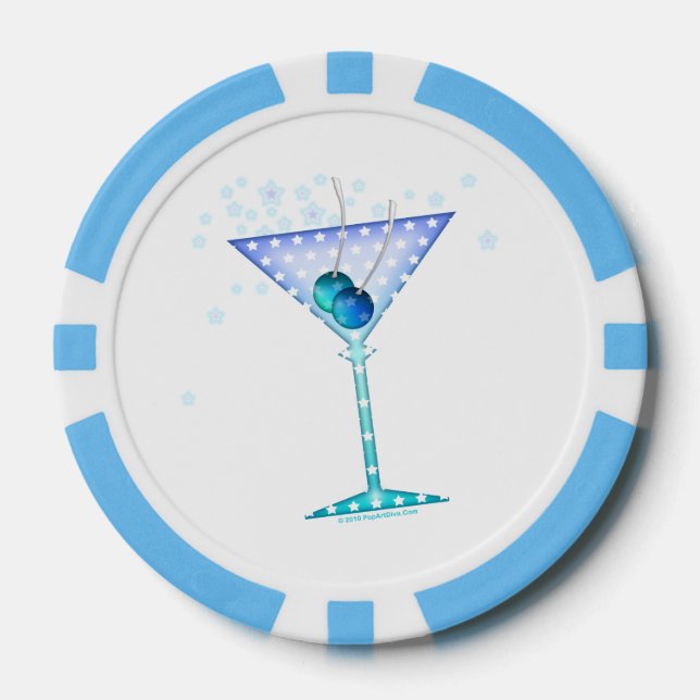 LOT DE JETON DE POKER POKER PERSONNALISÉ - MARTINI BLEU (Recto)